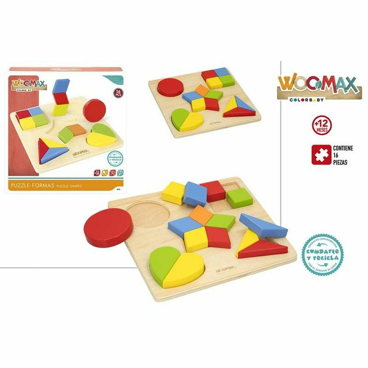 Puzzle Woomax 22 x 1 x 22 cm 16 Piese
